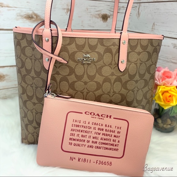 Coach petal Khaki reversible city signature tote - Picture 2 of 8